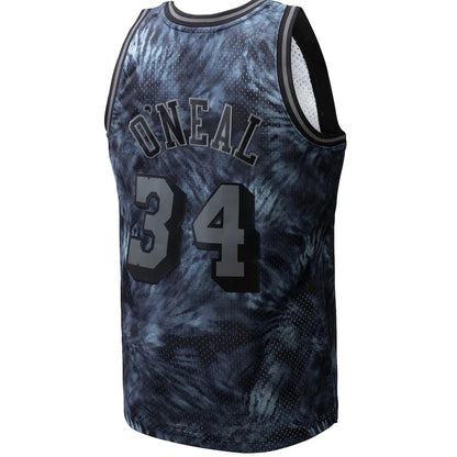 LA.Lakers #34 Shaquille O'Neal Mitchell & Ness Unisex Hardwood Classics 1996-97 Tie-Dye Swingman Jersey Black Stitched American Basketball Jersey - Main View