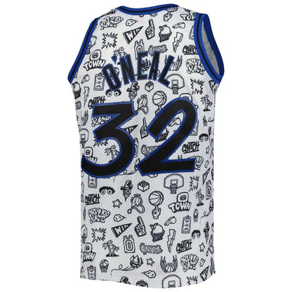 O.Magic #32 Shaquille O'Neal Mitchell & Ness 1994-95 Hardwood Classics Doodle Swingman Jersey White Stitched American Basketball Jersey - Main View