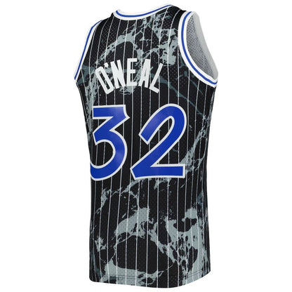 O.Magic #32 Shaquille O'Neal Mitchell & Ness 1994-95 Hardwood Classics Marble Swingman Jersey Black Stitched American Basketball Jersey - Main View