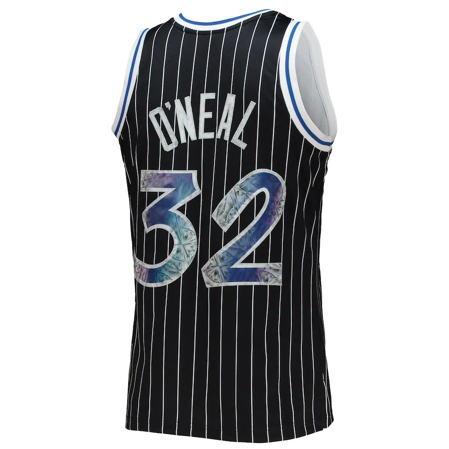O.Magic #32 Shaquille O'Neal Mitchell & Ness 1996-97 Hardwood Classics 75th Anniversary Diamond Swingman Jersey Black Stitched American Basketball Jersey - Main View