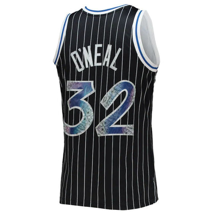 O.Magic #32 Shaquille O'Neal Mitchell & Ness 1996-97 Hardwood Classics 75th Anniversary Diamond Swingman Jersey Black Stitched American Basketball Jersey - Main View