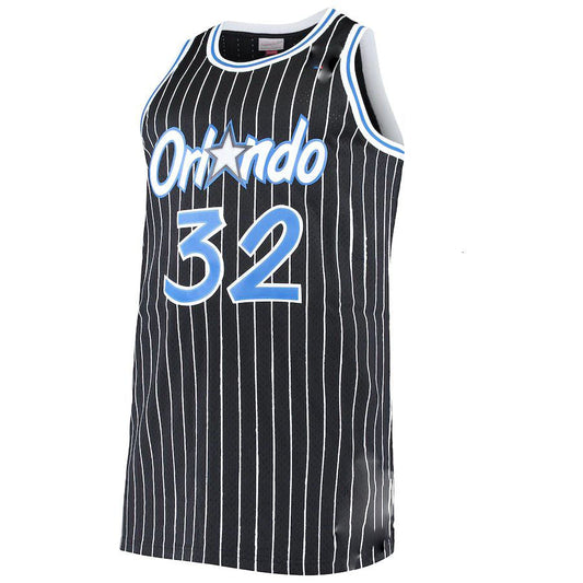 O.Magic #32 Shaquille O'Neal Mitchell & Ness Big & Tall Hardwood Classics Jersey Black Stitched American Basketball Jersey - Main View