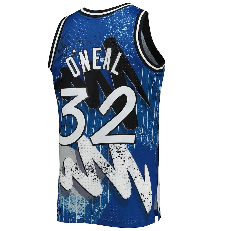 O.Magic #32 Shaquille O'Neal Mitchell & Ness Hardwood Classics 1994-95 Hyper Hoops Swingman Jersey Blue Stitched American Basketball Jersey - Main View
