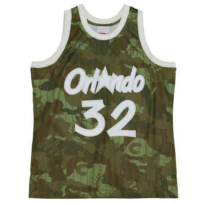 O.Magic #32 Shaquille O'Neal Mitchell & Ness Unisex Hardwood Classics 1994-95 Ghost Green Swingman Jersey Camo Stitched American Basketball Jersey - Main View
