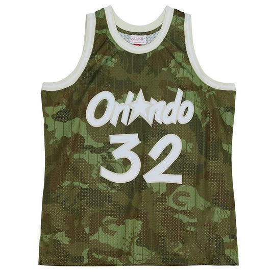O.Magic #32 Shaquille O'Neal Mitchell & Ness Unisex Hardwood Classics 1994-95 Ghost Green Swingman Jersey Camo Stitched American Basketball Jersey - Main View