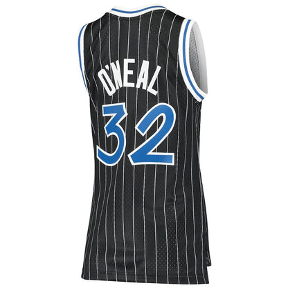 O.Magic #32 Shaquille O'Neal Mitchell & Ness Women's 1995-96 Hardwood Classics Swingman Jersey Black Stitched American Basketball Jersey - Main View
