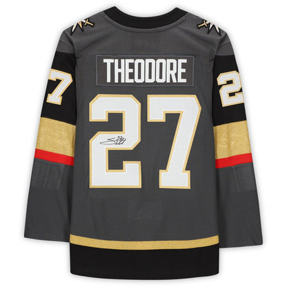 V.Golden Knights #27 Shea Theodore Fanatics Authentic Autographed Authentic Jersey Gray Hockey Jerseys - Main View