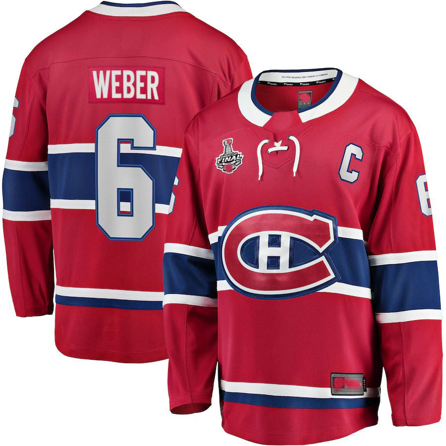 M.Canadiens #6 Shea Weber Fanatics Branded Home 2021 Stanley Cup Final Bound Breakaway Jersey Red Stitched American Hockey Jerseys - Main View
