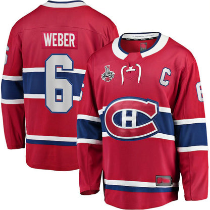 M.Canadiens #6 Shea Weber Fanatics Branded Home 2021 Stanley Cup Final Bound Breakaway Jersey Red Stitched American Hockey Jerseys - Main View