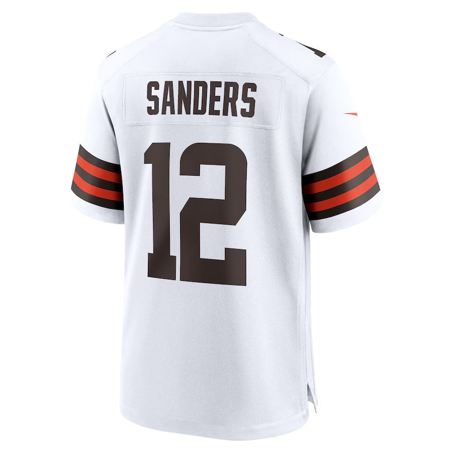 C.Browns #12 Shedeur Sanders White 2025 Draft Game Stitched American Football Jerseys - Main View