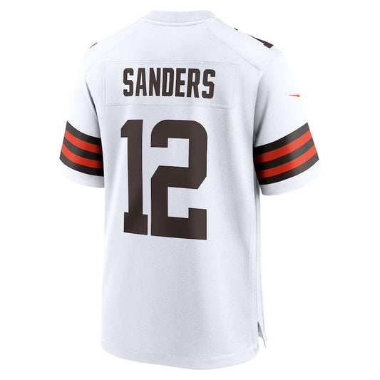 C.Browns #12 Shedeur Sanders White 2025 Draft Game Stitched American Football Jerseys - Main View