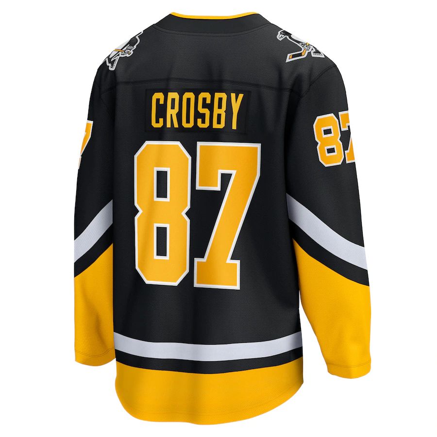 P.Penguins #87 Sidney Crosby Fanatics Branded 2021-22 Alternate Premier Breakaway Player Jersey Black Stitched American Hockey Jerseys - Main View