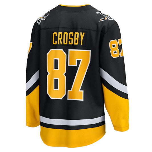 P.Penguins #87 Sidney Crosby Fanatics Branded 2021-22 Alternate Premier Breakaway Player Jersey Black Stitched American Hockey Jerseys - Main View