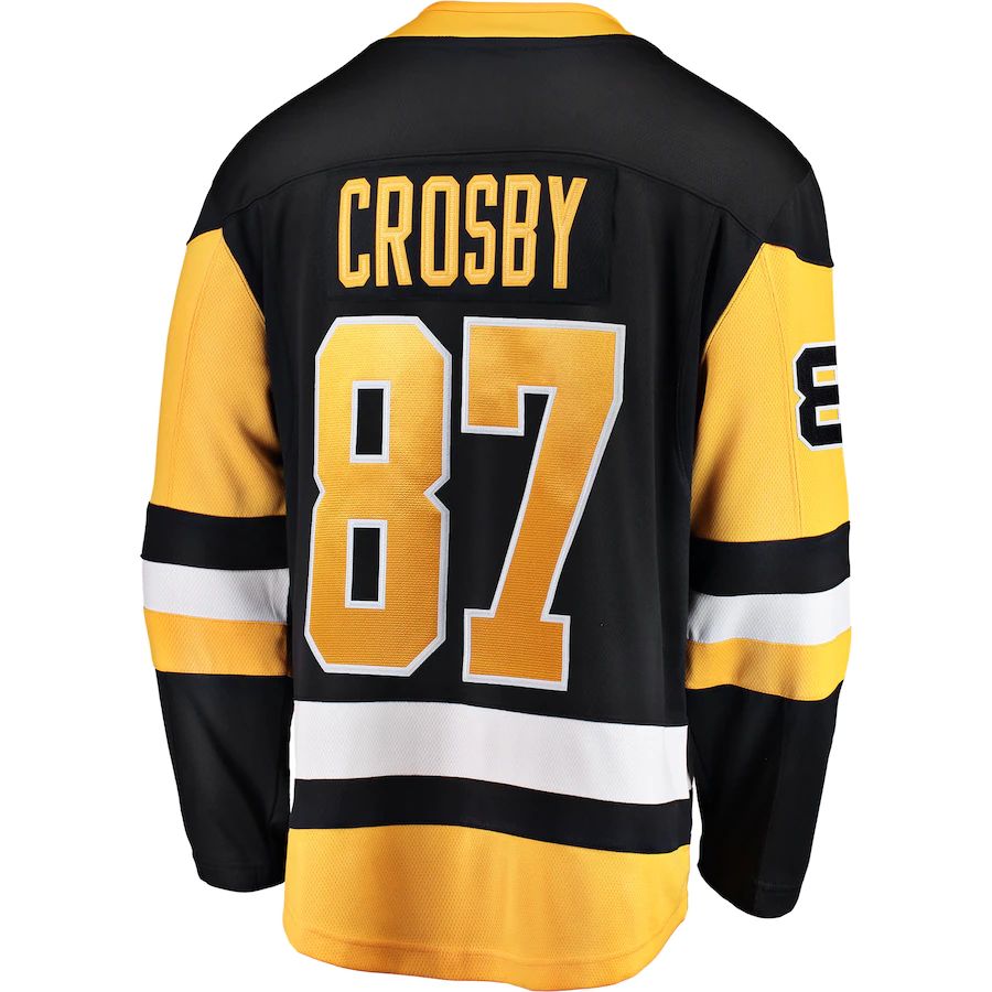 P.Penguins #87 Sidney Crosby Fanatics Branded Breakaway Player Jersey Black Stitched American Hockey Jerseys - Main View