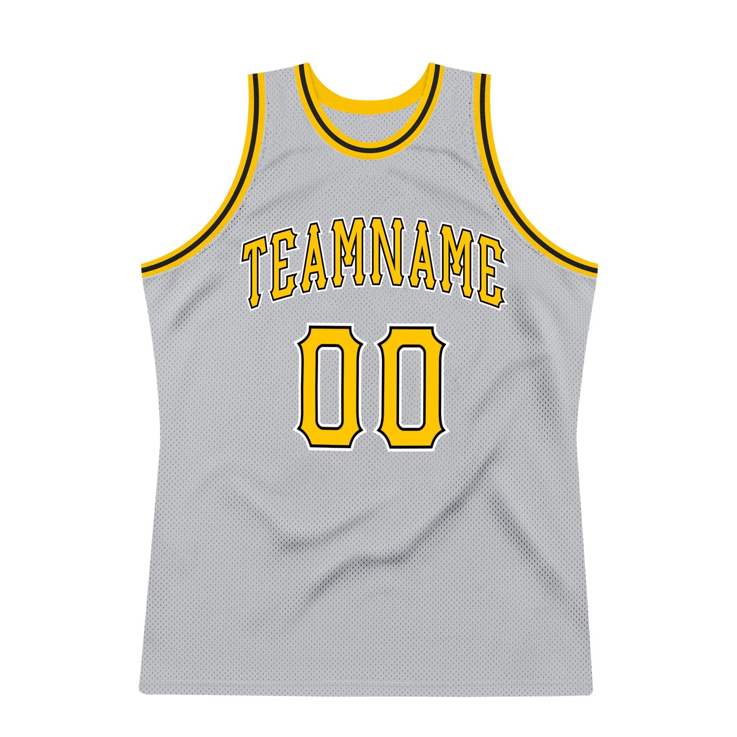 Custom Gray Gold-Black Authentic Throwback Basketball Jersey view 7