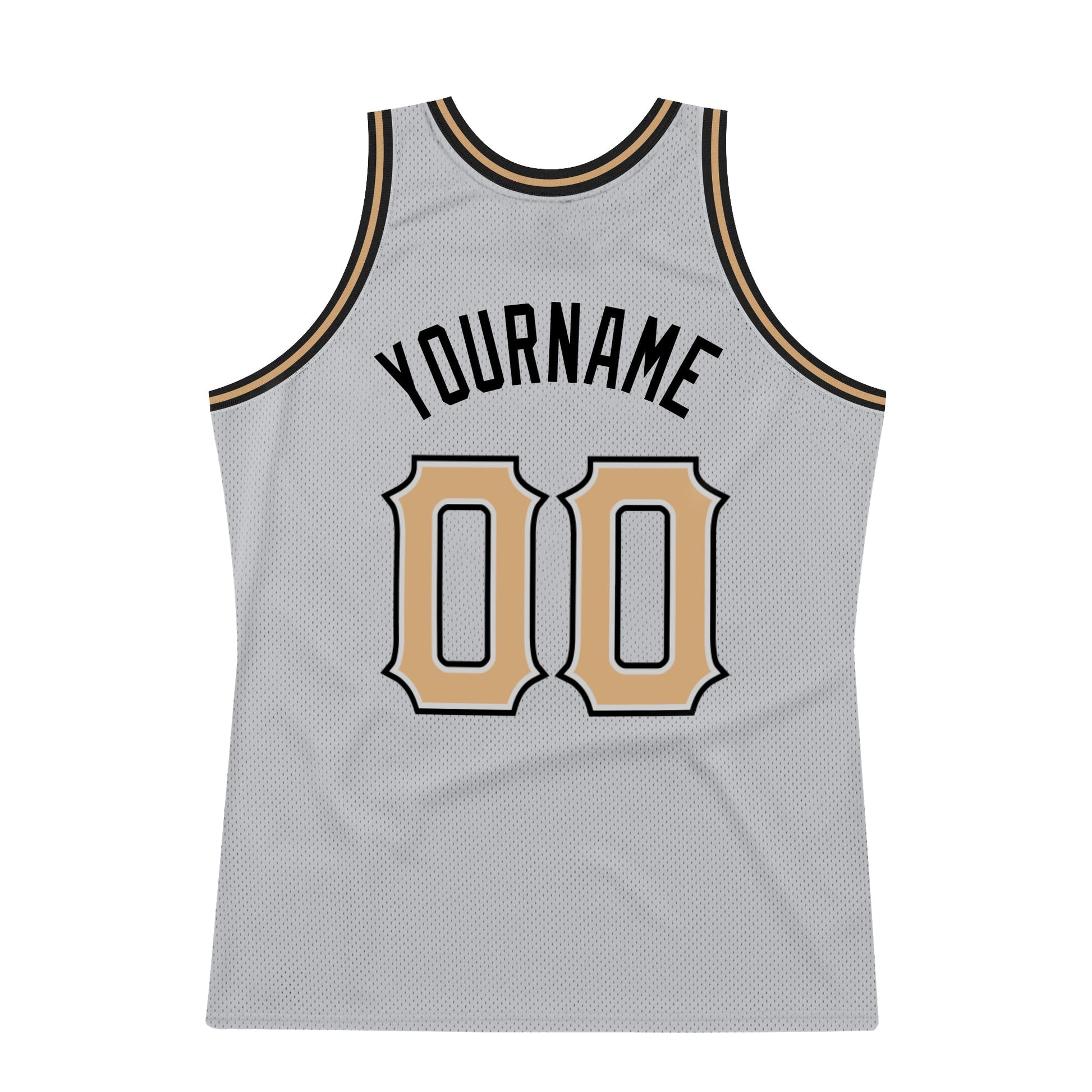 Custom Gray Old Gold-Black Authentic Throwback Basketball Jersey view 6
