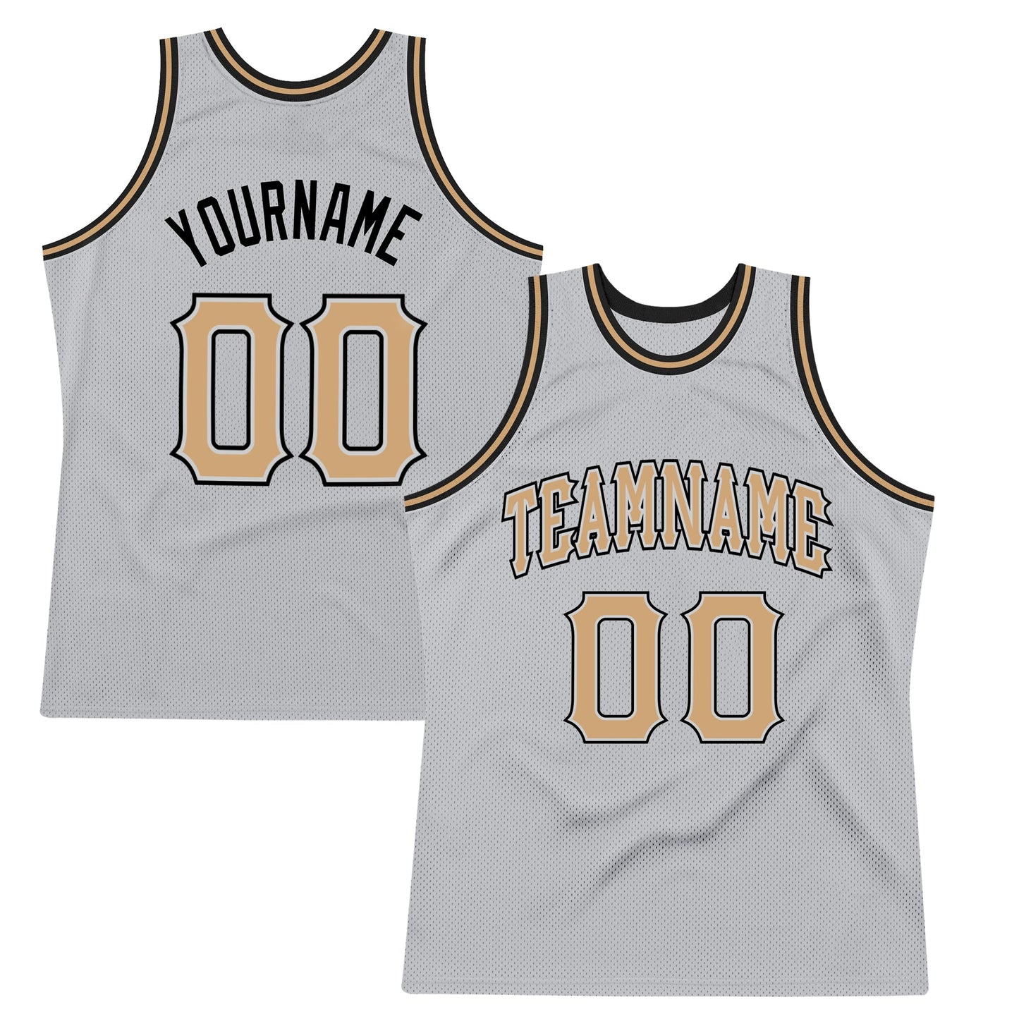 Custom Gray Old Gold-Black Authentic Throwback Basketball Jersey - Main View
