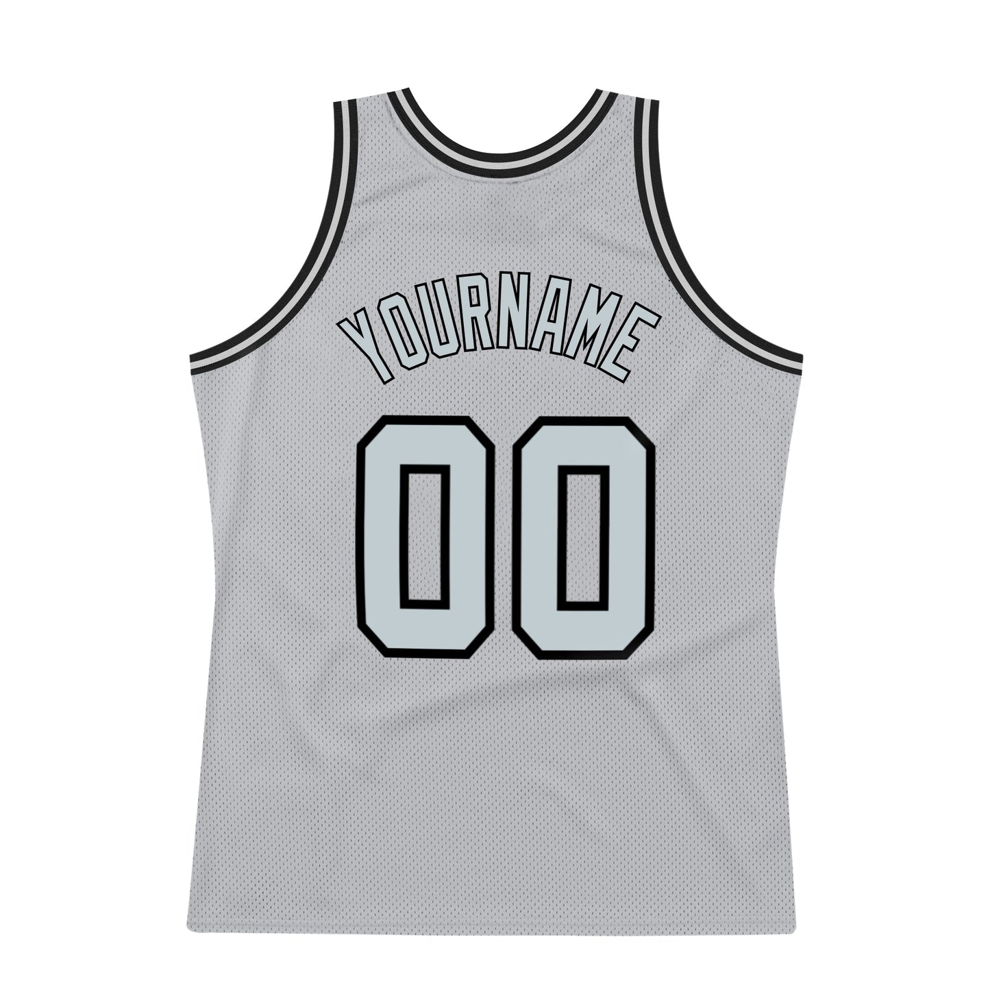 Custom Gray Silver-Black Authentic Throwback Basketball Jersey view 6