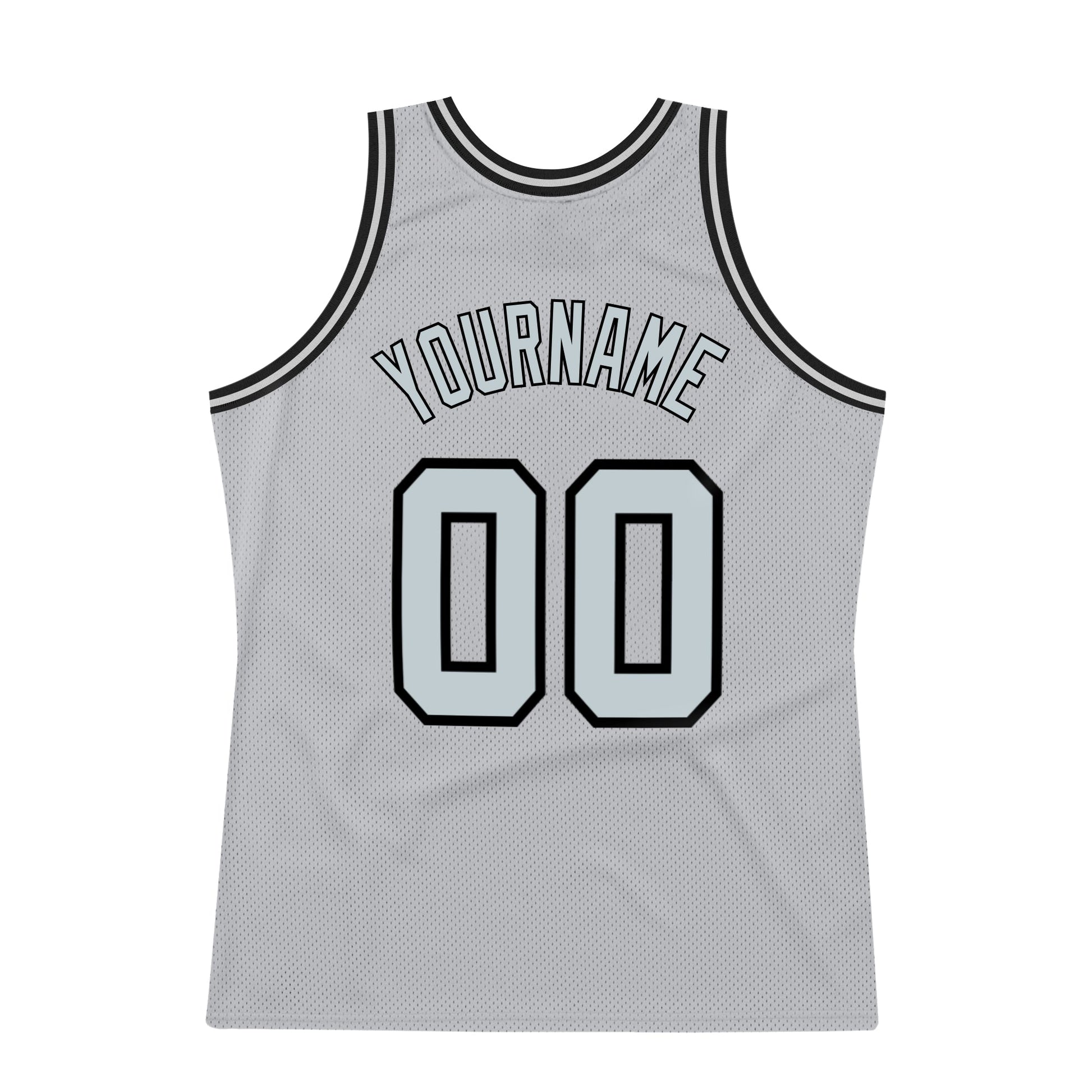 Custom Gray Silver-Black Authentic Throwback Basketball Jersey view 6