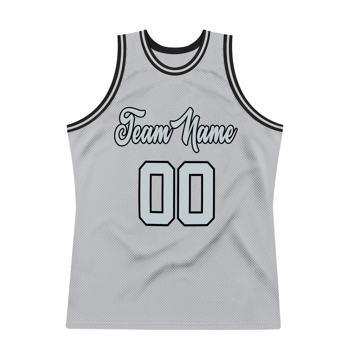 Custom Gray Silver-Black Authentic Throwback Basketball Jersey view 7