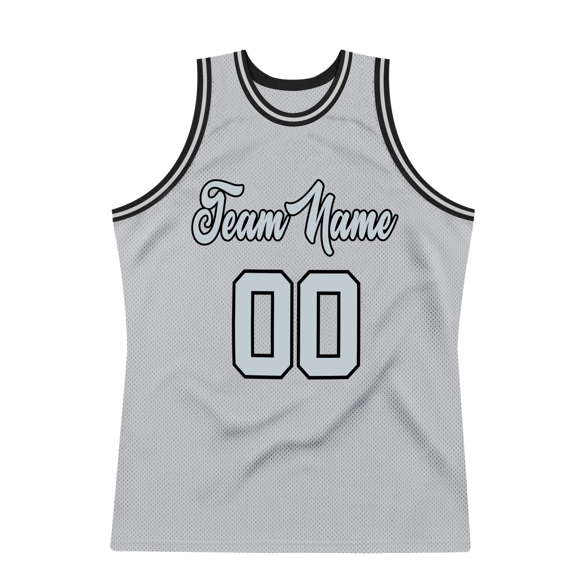Custom Gray Silver-Black Authentic Throwback Basketball Jersey view 7