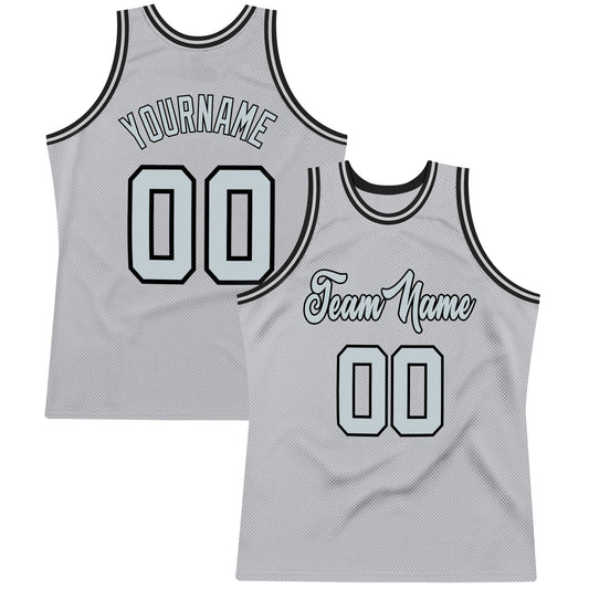 Custom Gray Silver-Black Authentic Throwback Basketball Jersey - Main View
