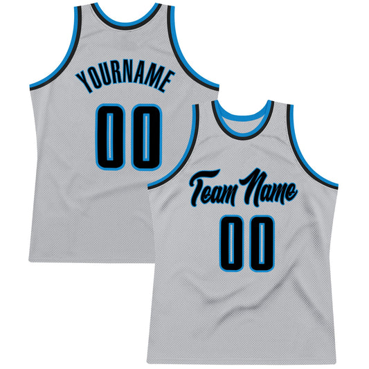 Custom Gray Navy-Blue Authentic Throwback Basketball Jersey - Main View