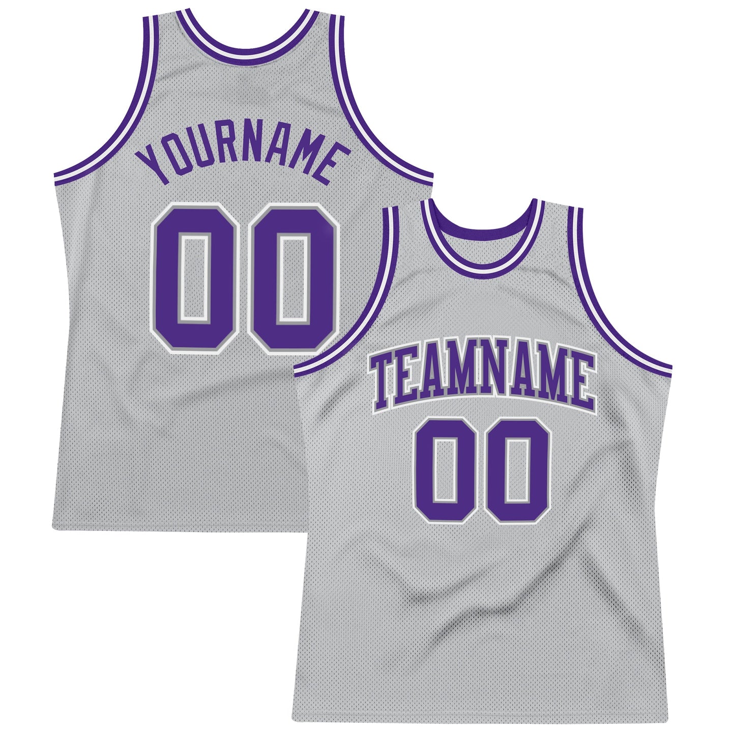 Custom Gray Purple-White Authentic Throwback Basketball Jersey - Main View
