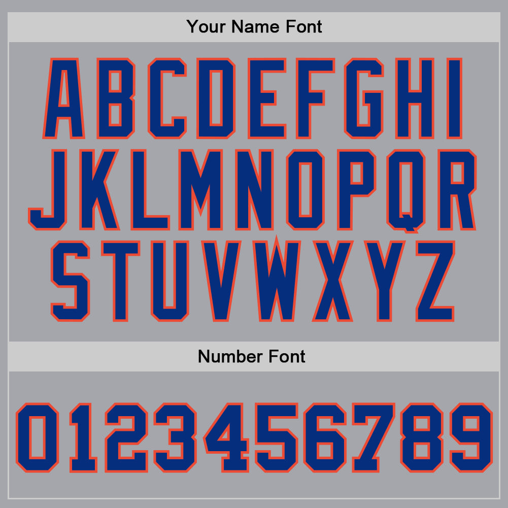 Custom Gray Royal-Orange Authentic Throwback Basketball Jersey view 3