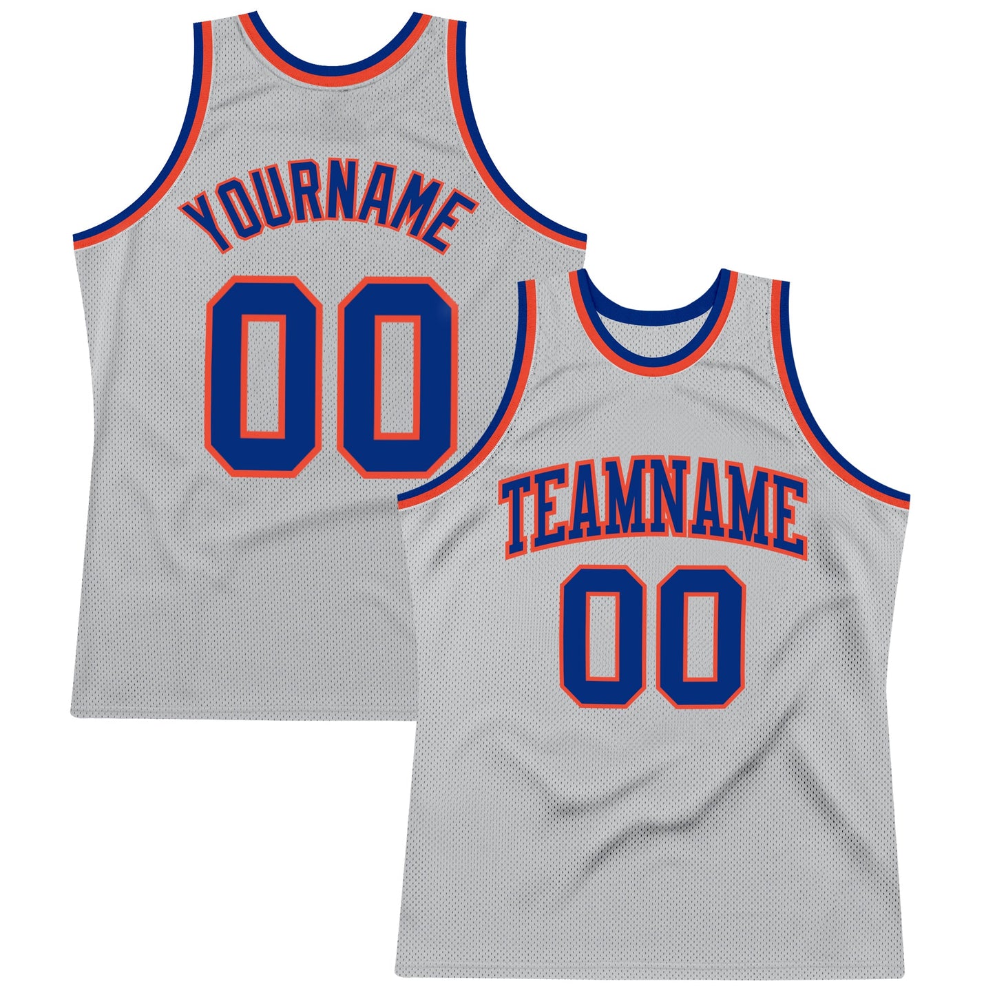 Custom Gray Royal-Orange Authentic Throwback Basketball Jersey - Main View