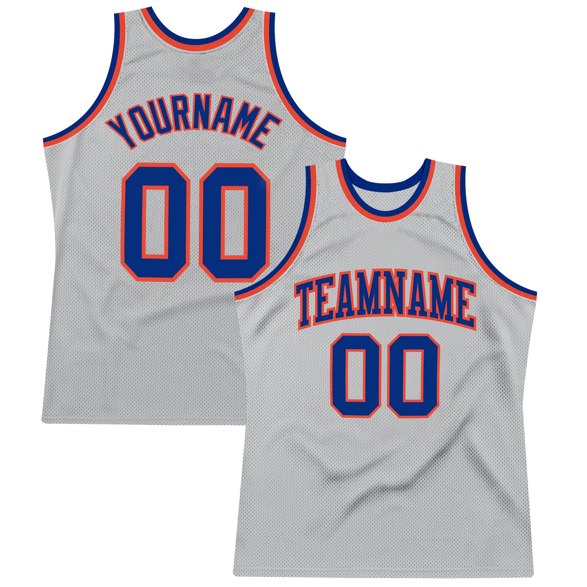 Custom Gray Royal-Orange Authentic Throwback Basketball Jersey - Main View