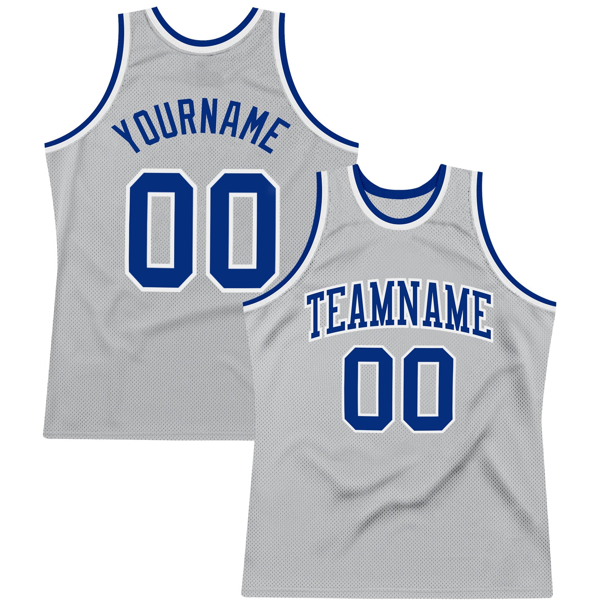 Custom Gray Royal-White Authentic Throwback Basketball Jersey - Main View