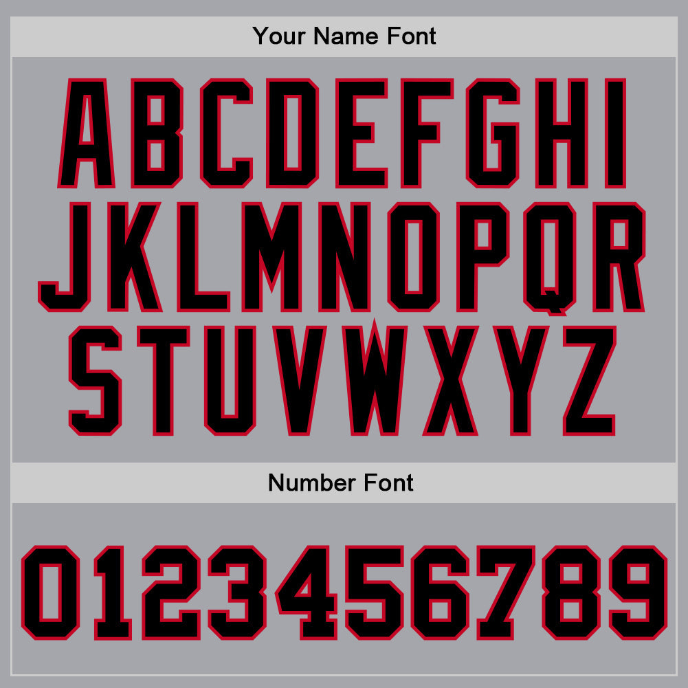 Custom Gray Black-Red Authentic Throwback Basketball Jersey view 3