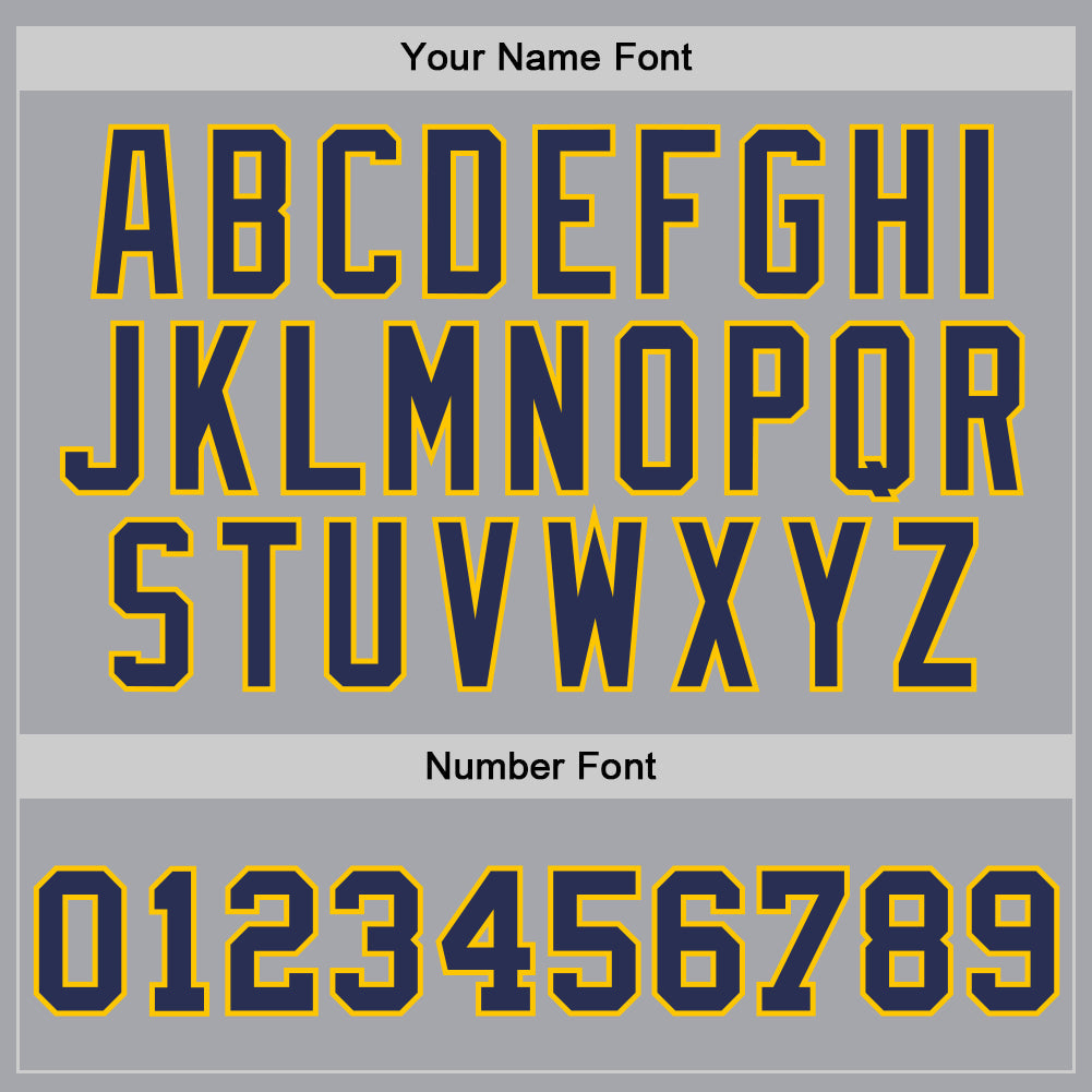 Custom Gray Navy-Gold Authentic Throwback Basketball Jersey view 3