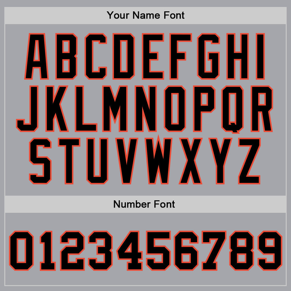 Custom Gray Black-Orange Authentic Throwback Basketball Jersey view 3