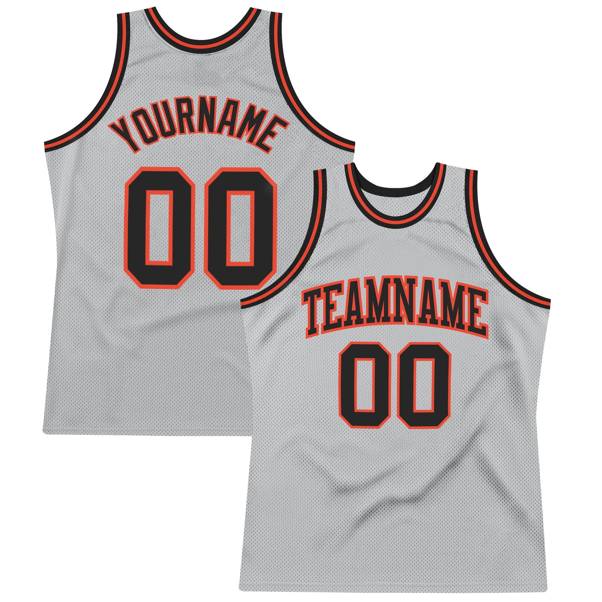 Custom Gray Black-Orange Authentic Throwback Basketball Jersey - Main View