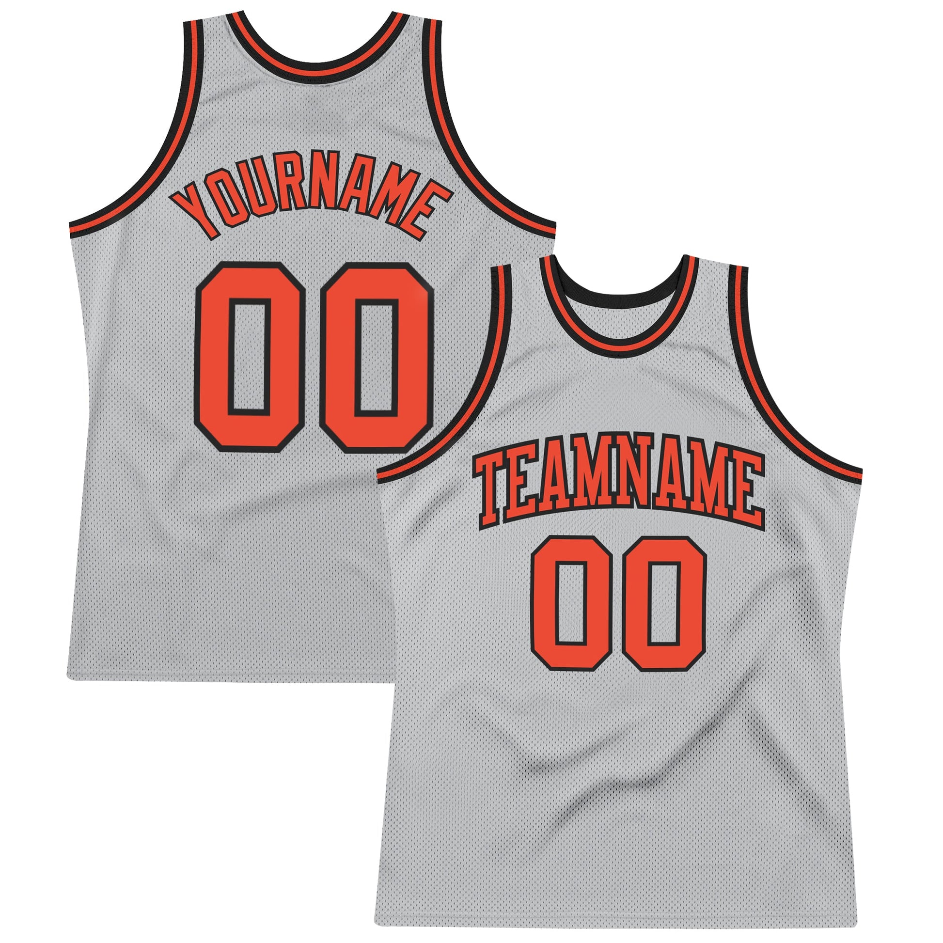 Custom Gray Orange-Black Authentic Throwback Basketball Jersey - Main View