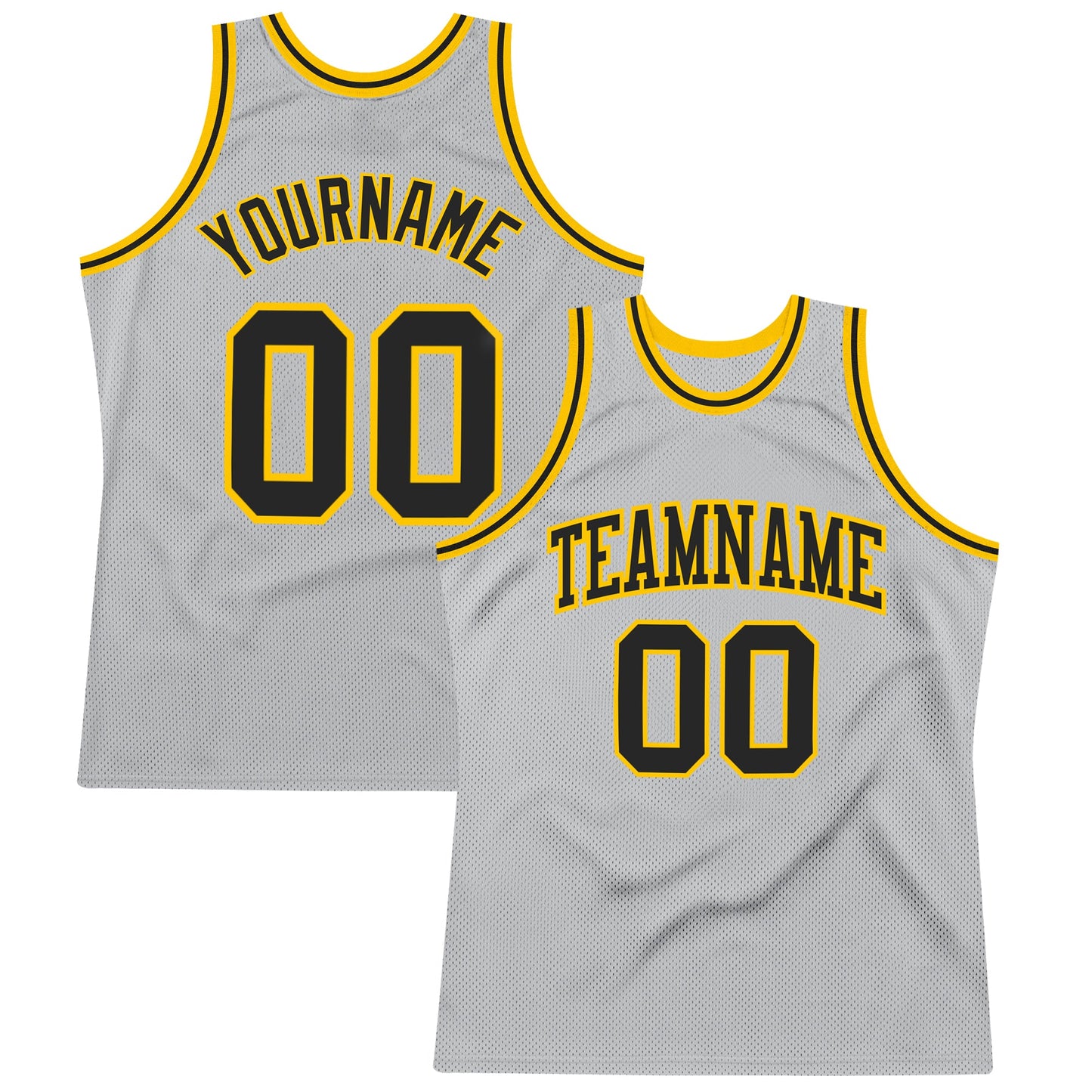 Custom Gray Black-Gold Authentic Throwback Basketball Jersey - Main View