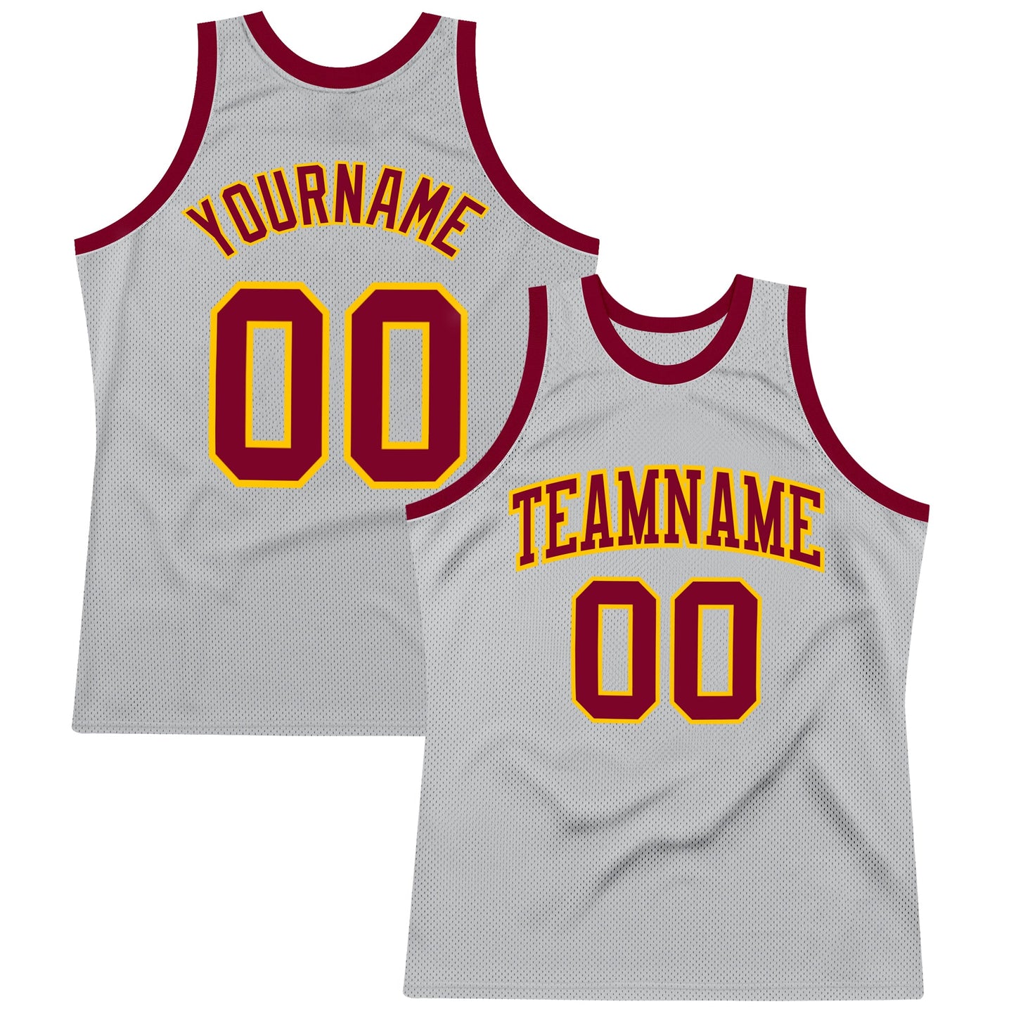 Custom Gray Maroon-Gold Authentic Throwback Basketball Jersey - Main View