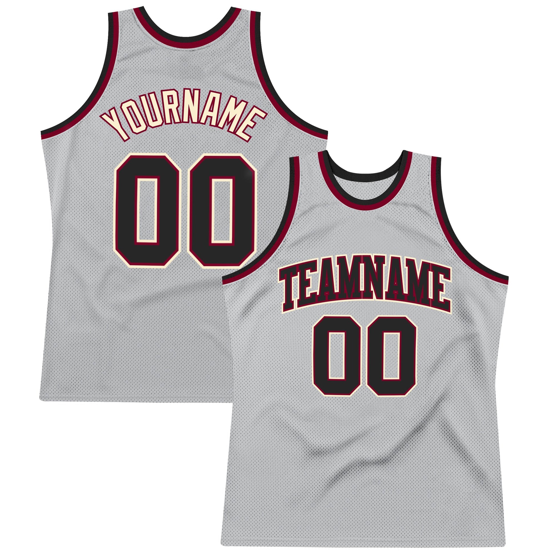 Custom Gray Black-Maroon Authentic Throwback Basketball Jersey - Main View