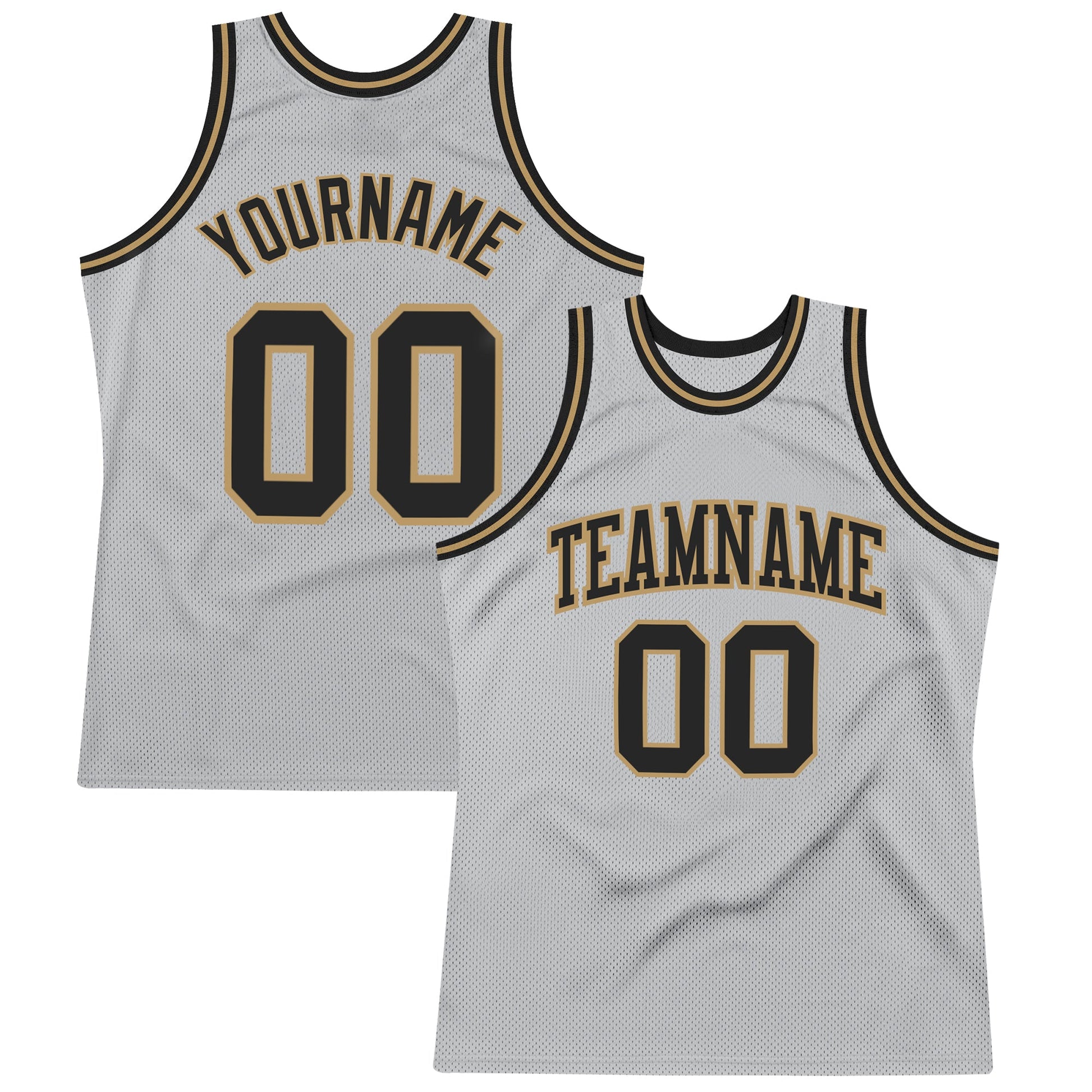 Custom Gray Black-Old Gold Authentic Throwback Basketball Jersey - Main View