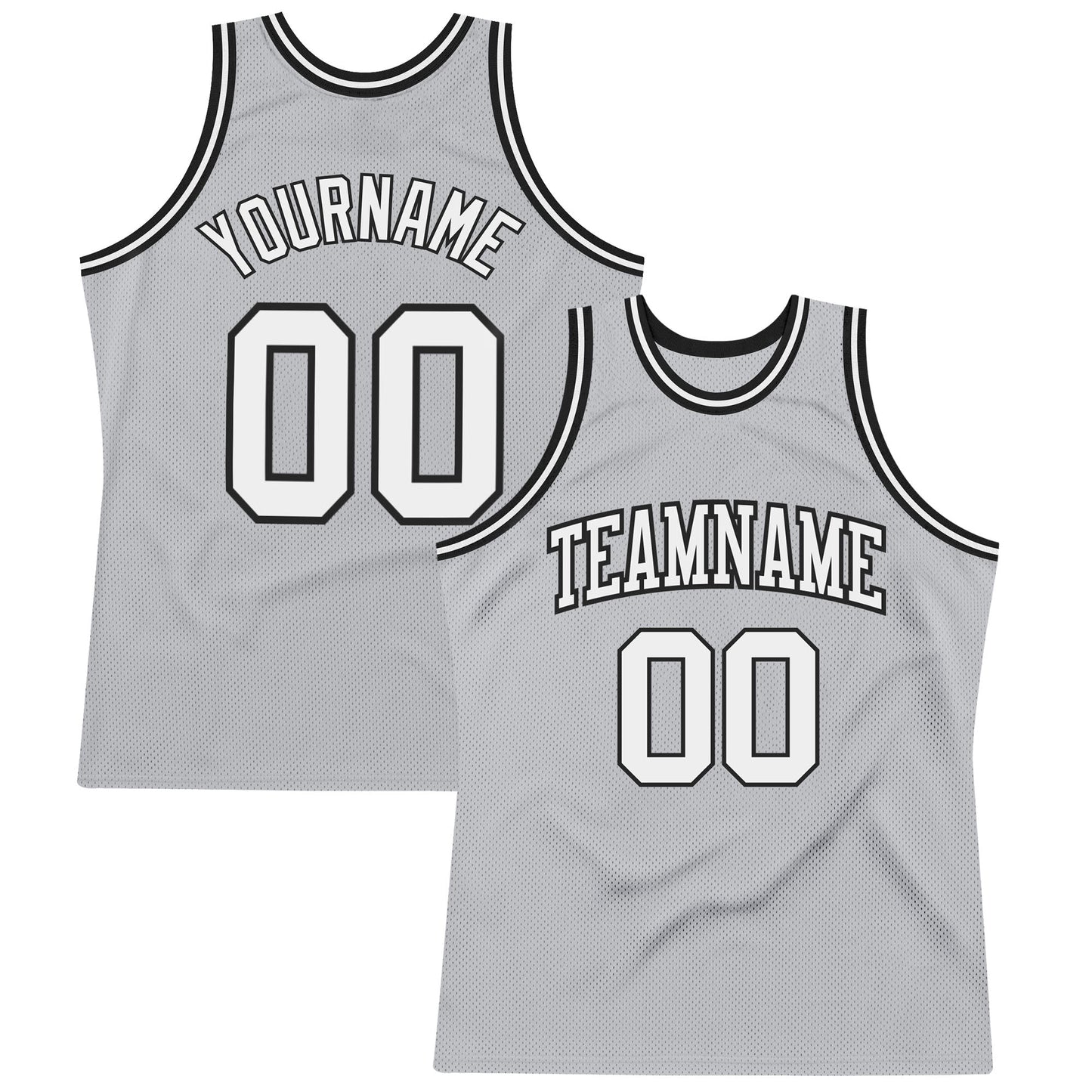 Custom Gray White-Black Authentic Throwback Basketball Jersey - Main View