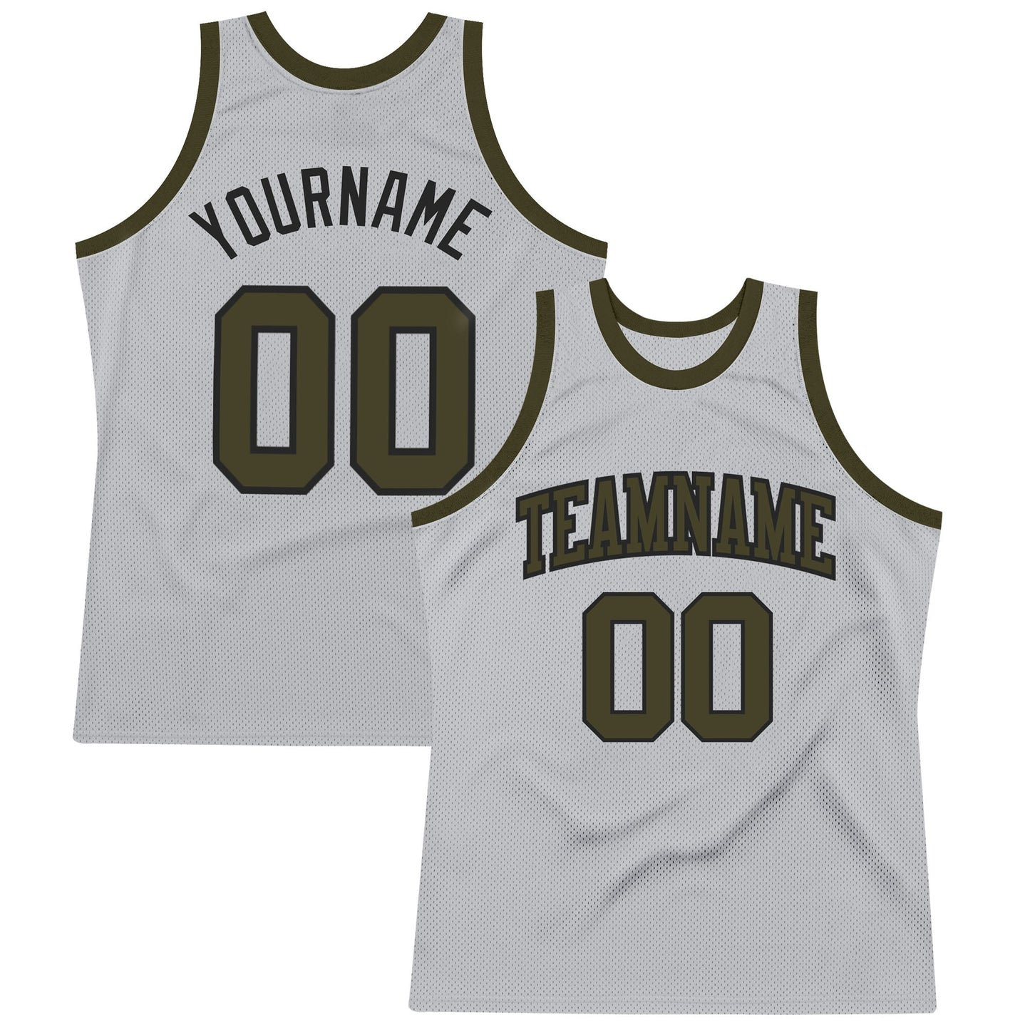 Custom Gray Olive-Black Authentic Throwback Basketball Jersey - Main View