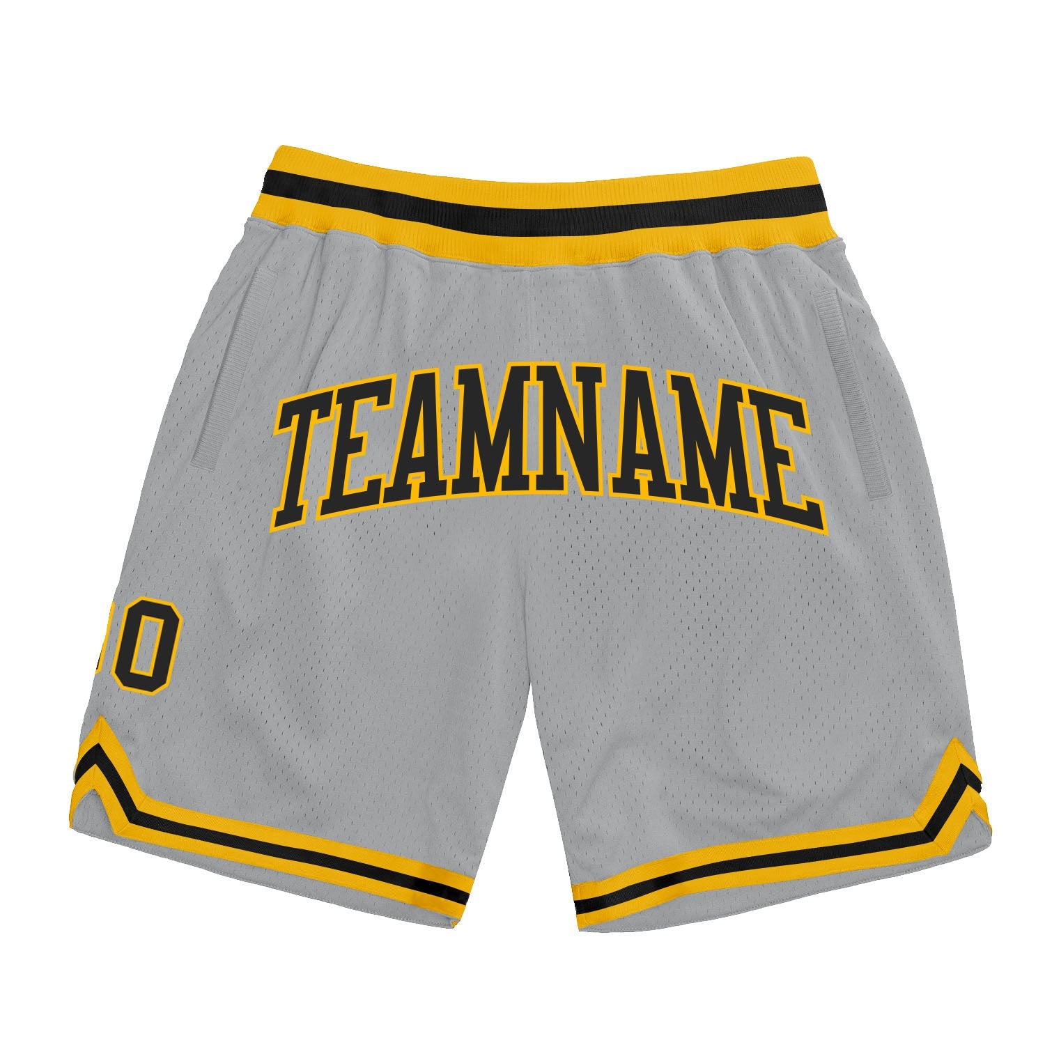 Custom Gray Black-Gold Authentic Throwback Basketball Shorts - Main View