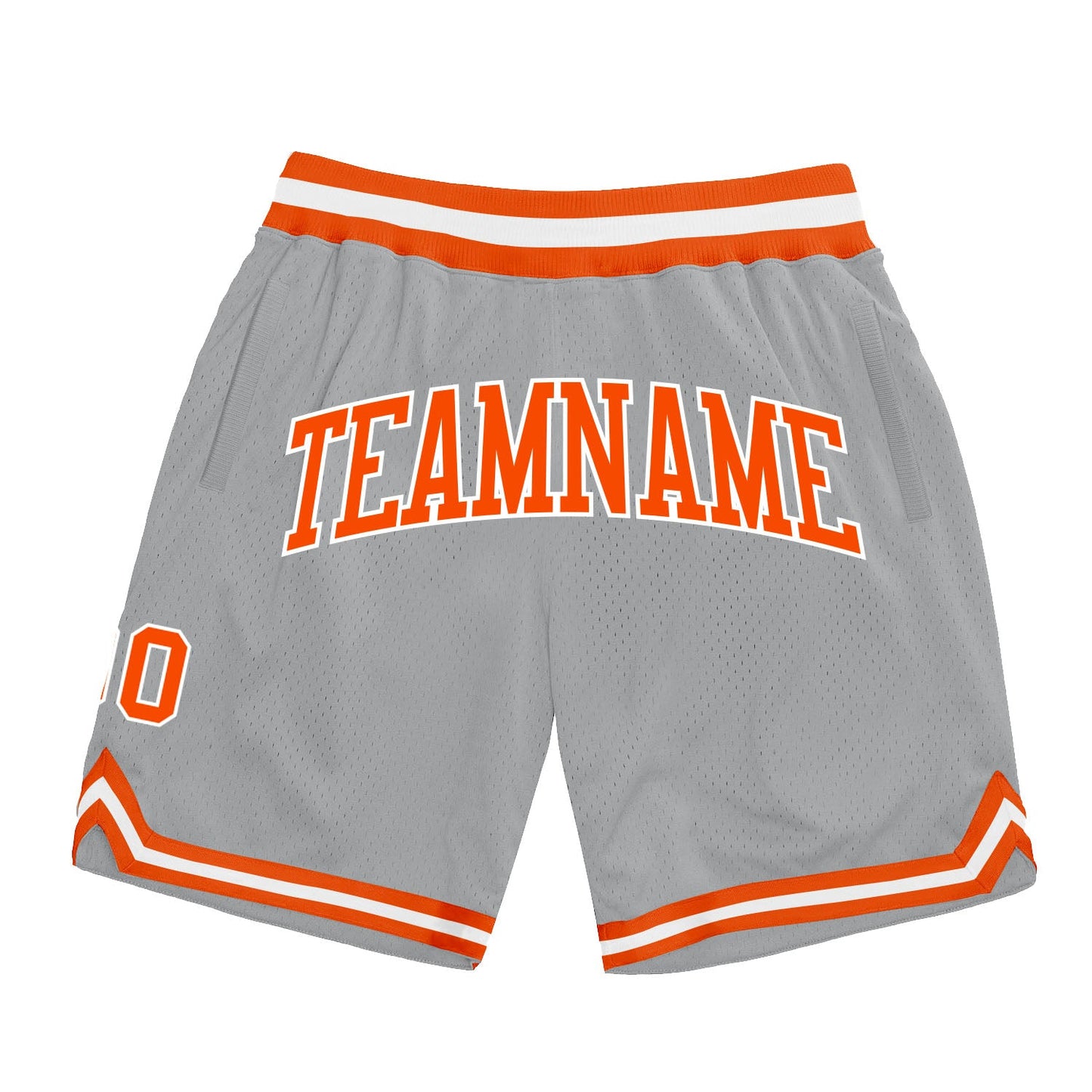 Custom Gray Orange-White Authentic Throwback Basketball Shorts - Main View