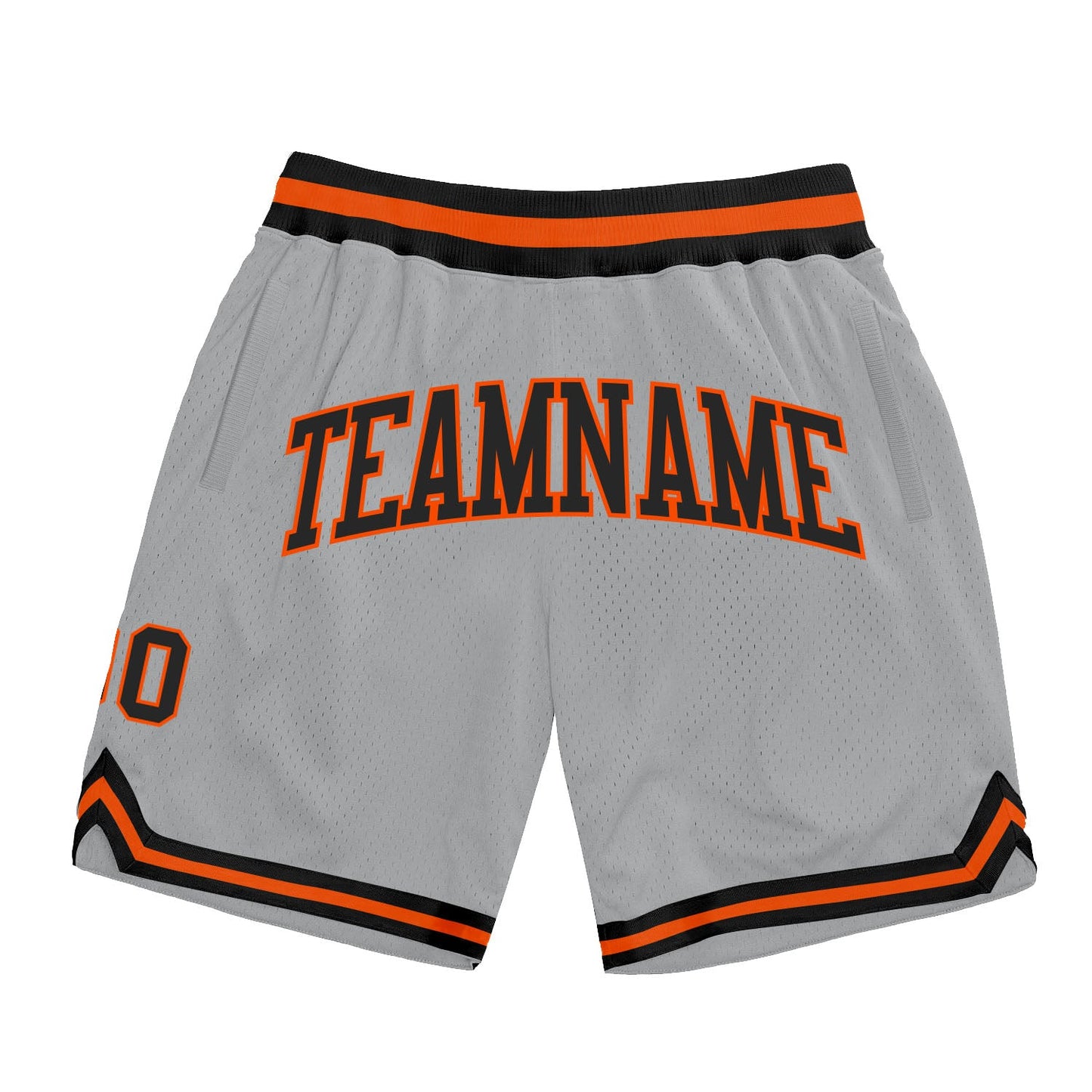 Custom Gray Black-Orange Authentic Throwback Basketball Shorts - Main View