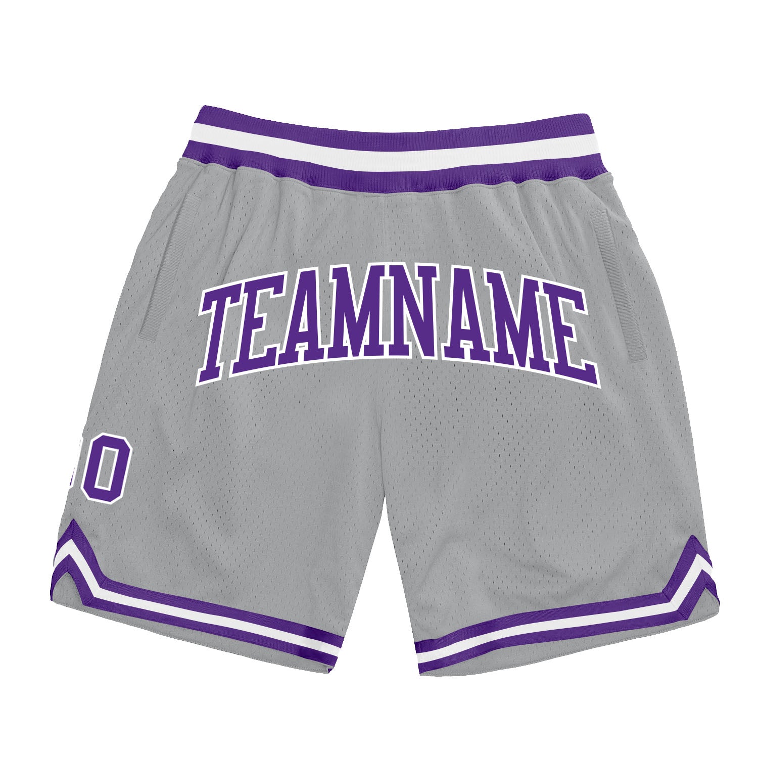 Custom Gray Purple-White Authentic Throwback Basketball Shorts - Main View
