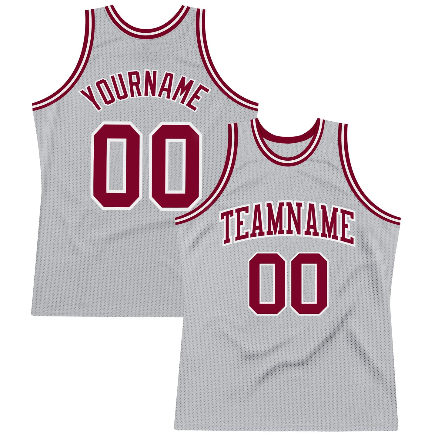 Custom Gray Maroon-White Authentic Throwback Basketball Jersey - Main View