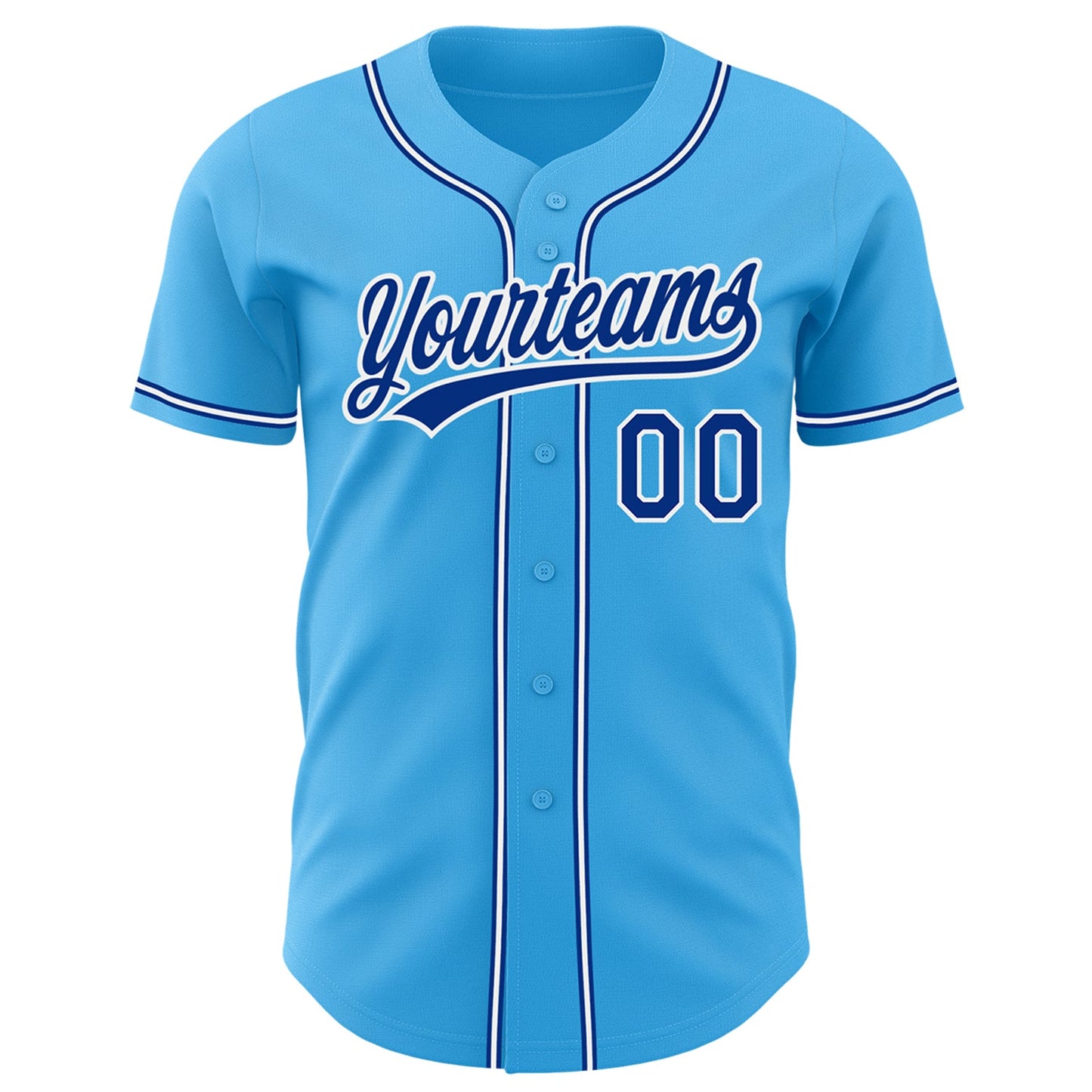 Custom Sky Blue Royal-White Authentic Baseball Jersey view 2