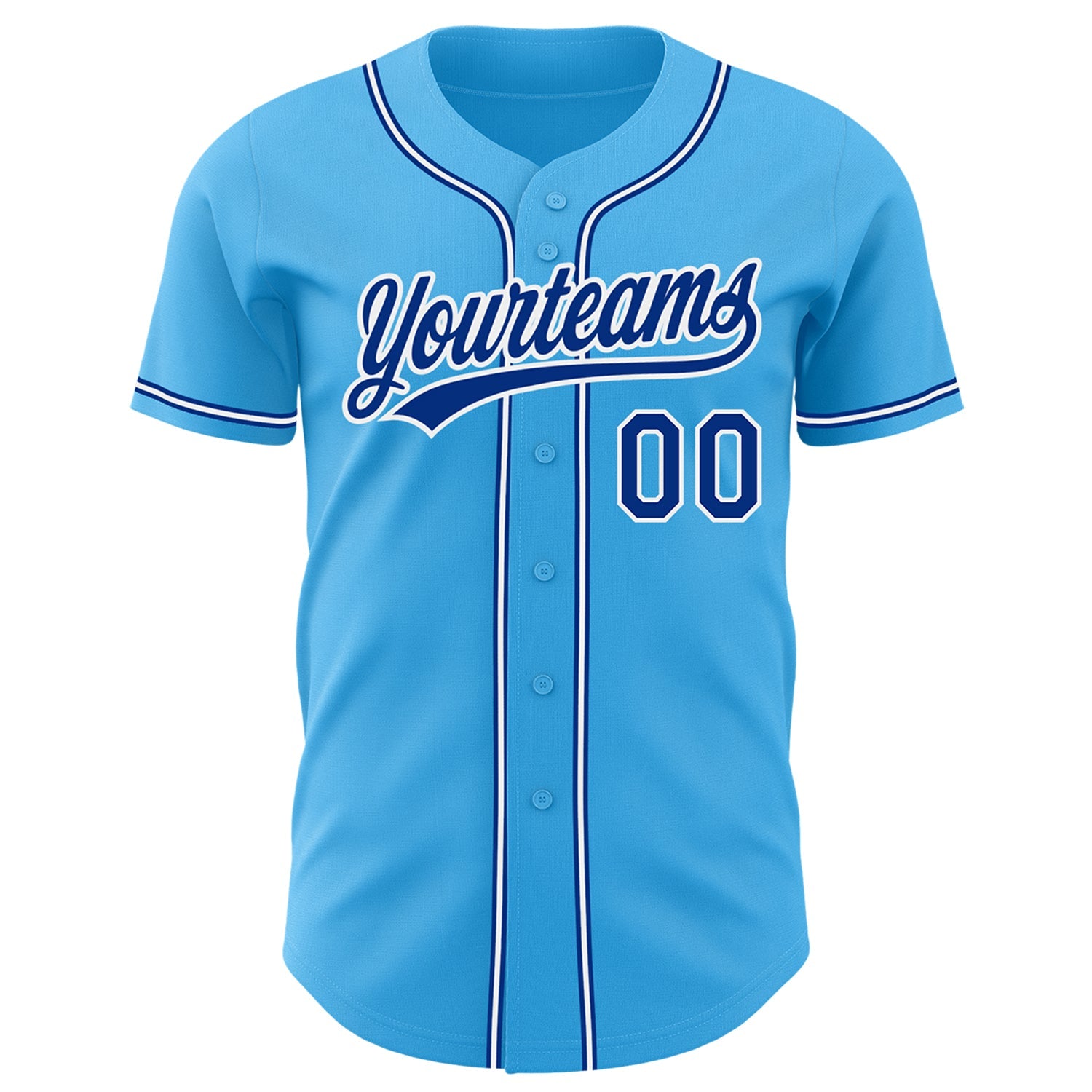 Custom Sky Blue Royal-White Authentic Baseball Jersey view 2
